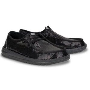 HeyDude Black Sequin Wendy Disco Slip Ons